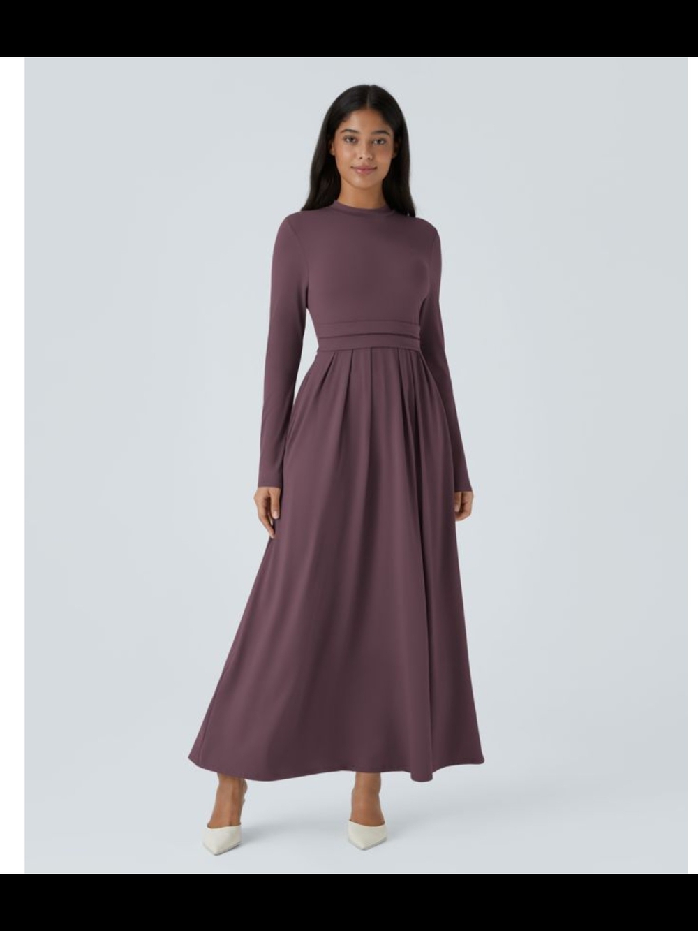 Long-Sleeve Maxi Dress in Dusty Plum